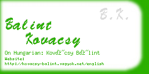 balint kovacsy business card